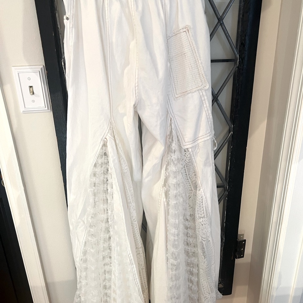 White Lace Detail Pants - Picture 2 of 9